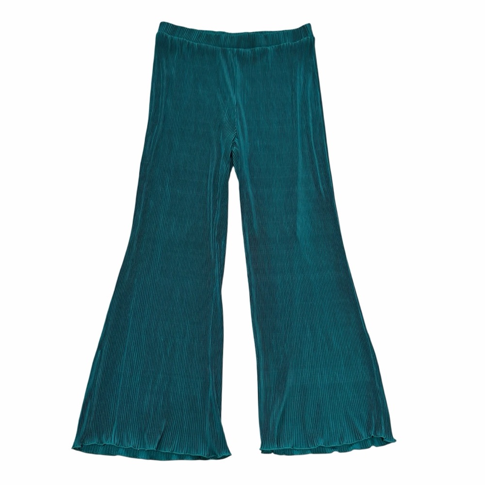 Joie High Waisted Pleated Plisse‎ Wide Leg Pants | Emerald Green | Large
